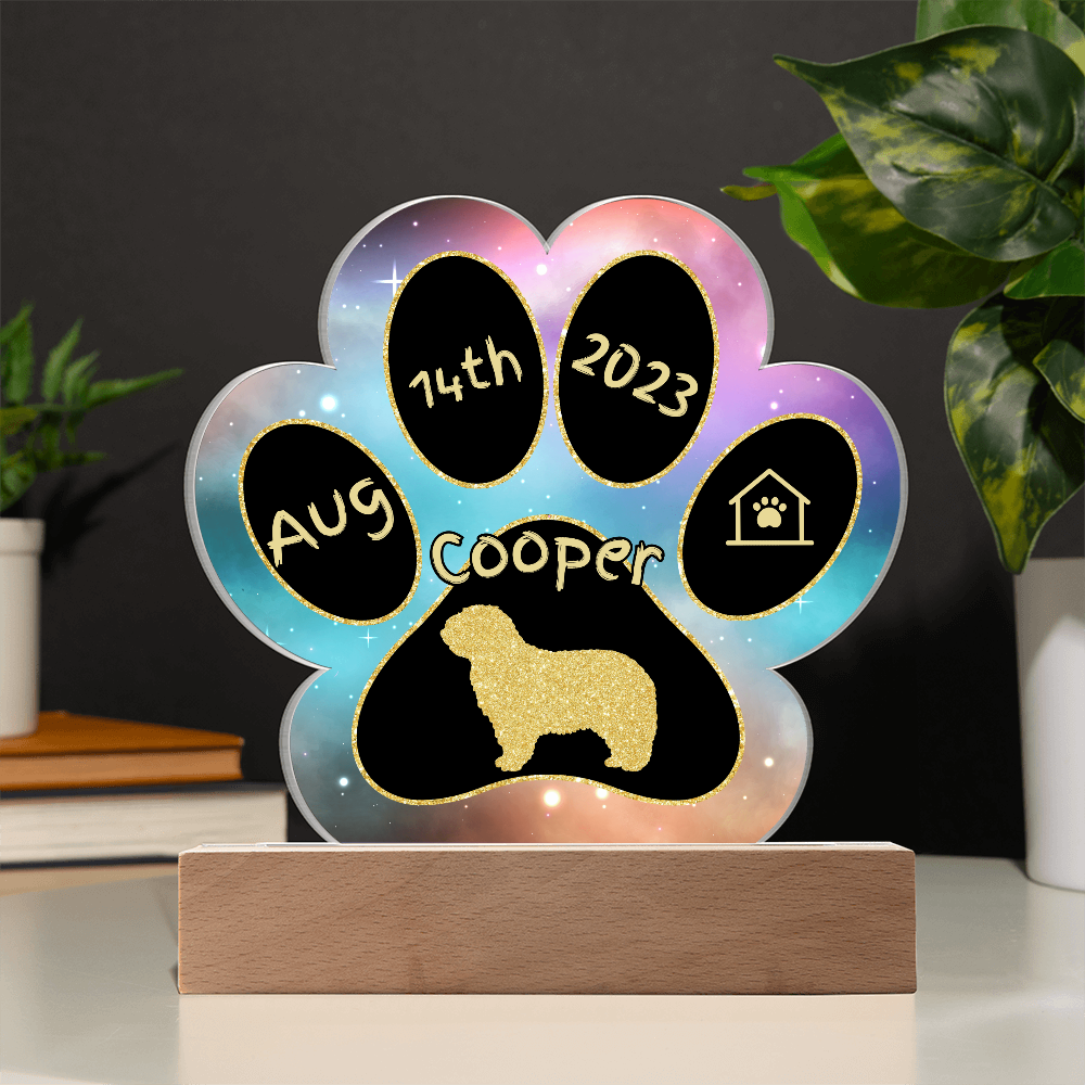 Komondor - Personalized Dog Gotcha Day 7" Acrylic Paw Print Plaque