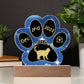 Ojos Azules cat 7" acrylic Gotcha Day plaque with paw print custom design