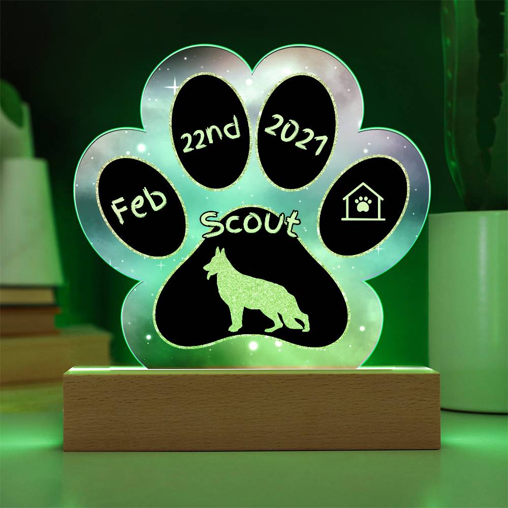 German Shepherd - Personalized Dog Gotcha Day 7" Acrylic Paw Print Plaque