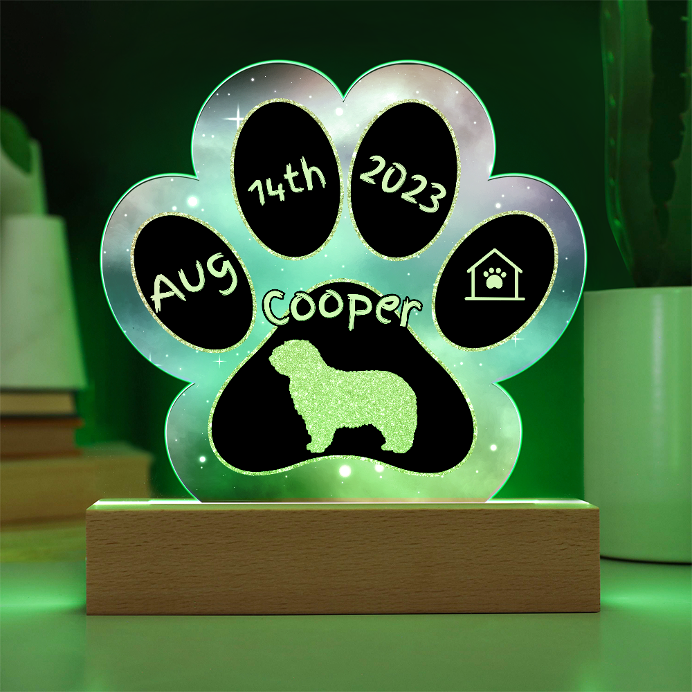 Komondor - Personalized Dog Gotcha Day 7" Acrylic Paw Print Plaque