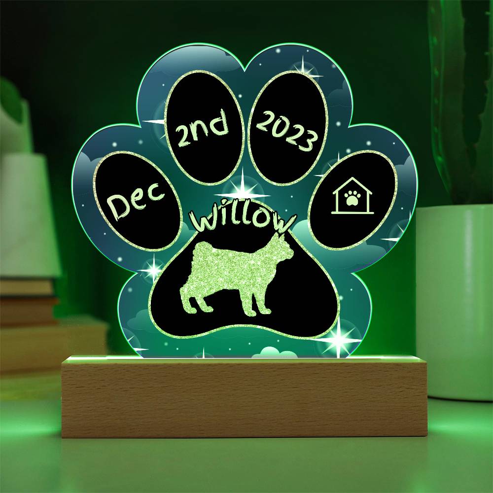American Bobtail cat 7 inch acrylic Gotcha Day plaque with custom paw print