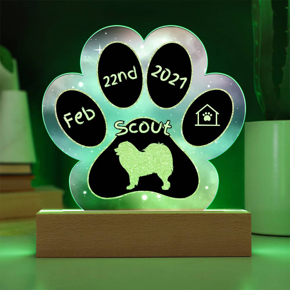 Samoyed - Personalized Dog Gotcha Day 7" Acrylic Paw Print Plaque