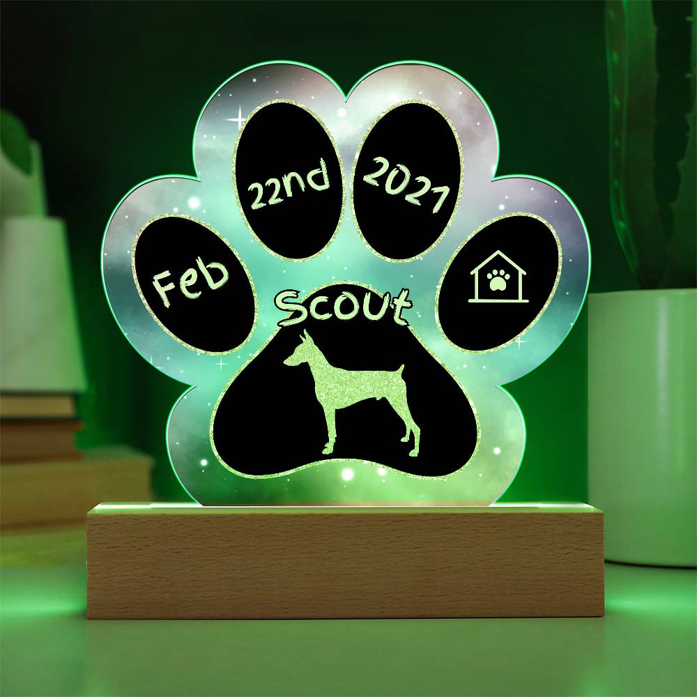 Doberman - Personalized Dog Gotcha Day 7" Acrylic Paw Print Plaque