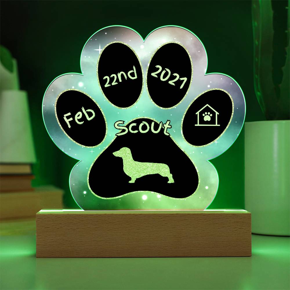 Dachshund - Personalized Dog Gotcha Day 7" Acrylic Paw Print Plaque