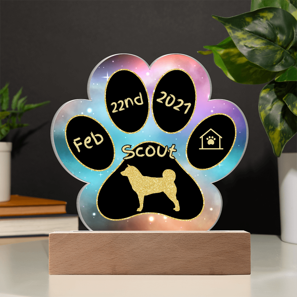 Akita Inu - Personalized Dog Gotcha Day 7" Acrylic Paw Print Plaque