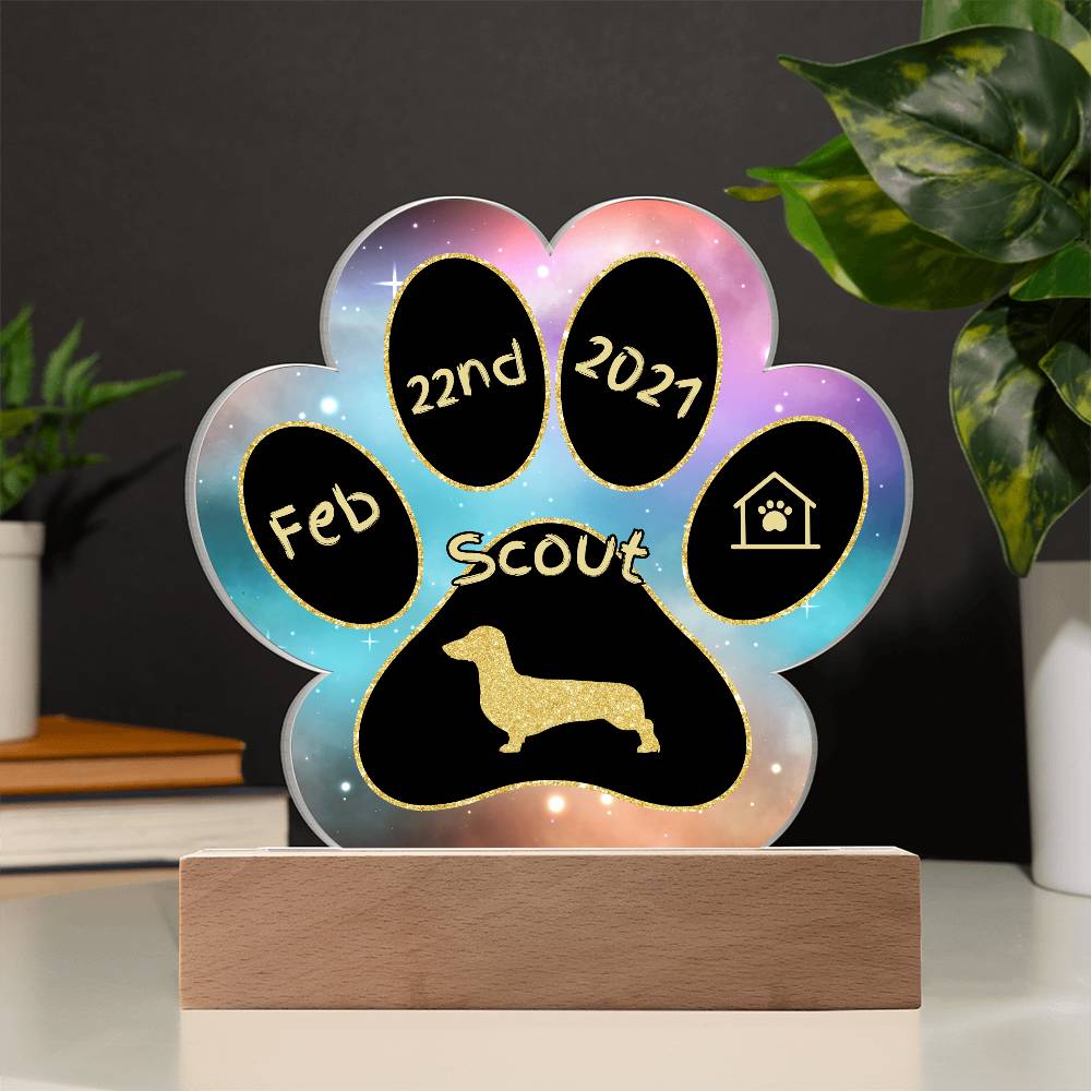 Dachshund - Personalized Dog Gotcha Day 7" Acrylic Paw Print Plaque
