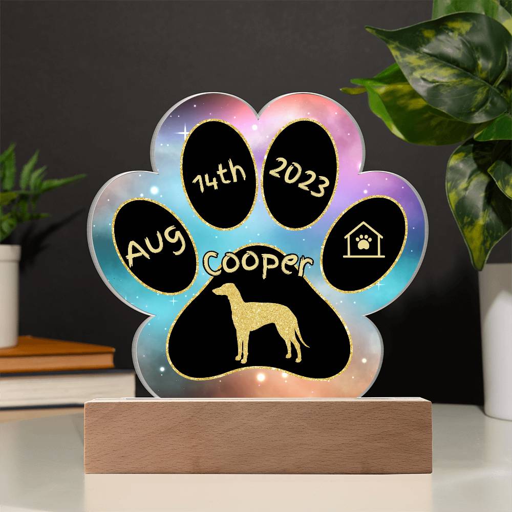 Sloughi - Personalized Dog Gotcha Day 7" Acrylic Paw Print Plaque