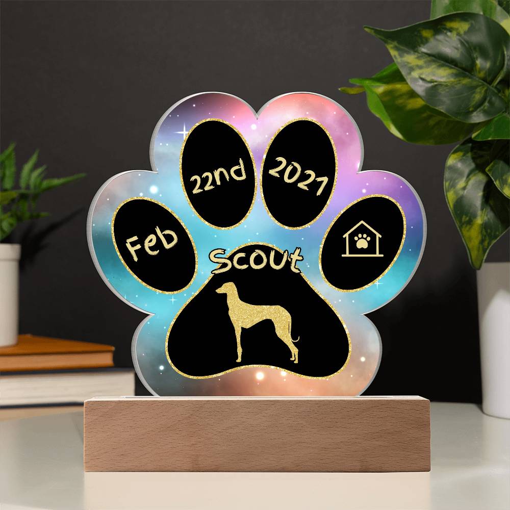 Awazakh - Personalized Dog Gotcha Day 7" Acrylic Paw Print Plaque