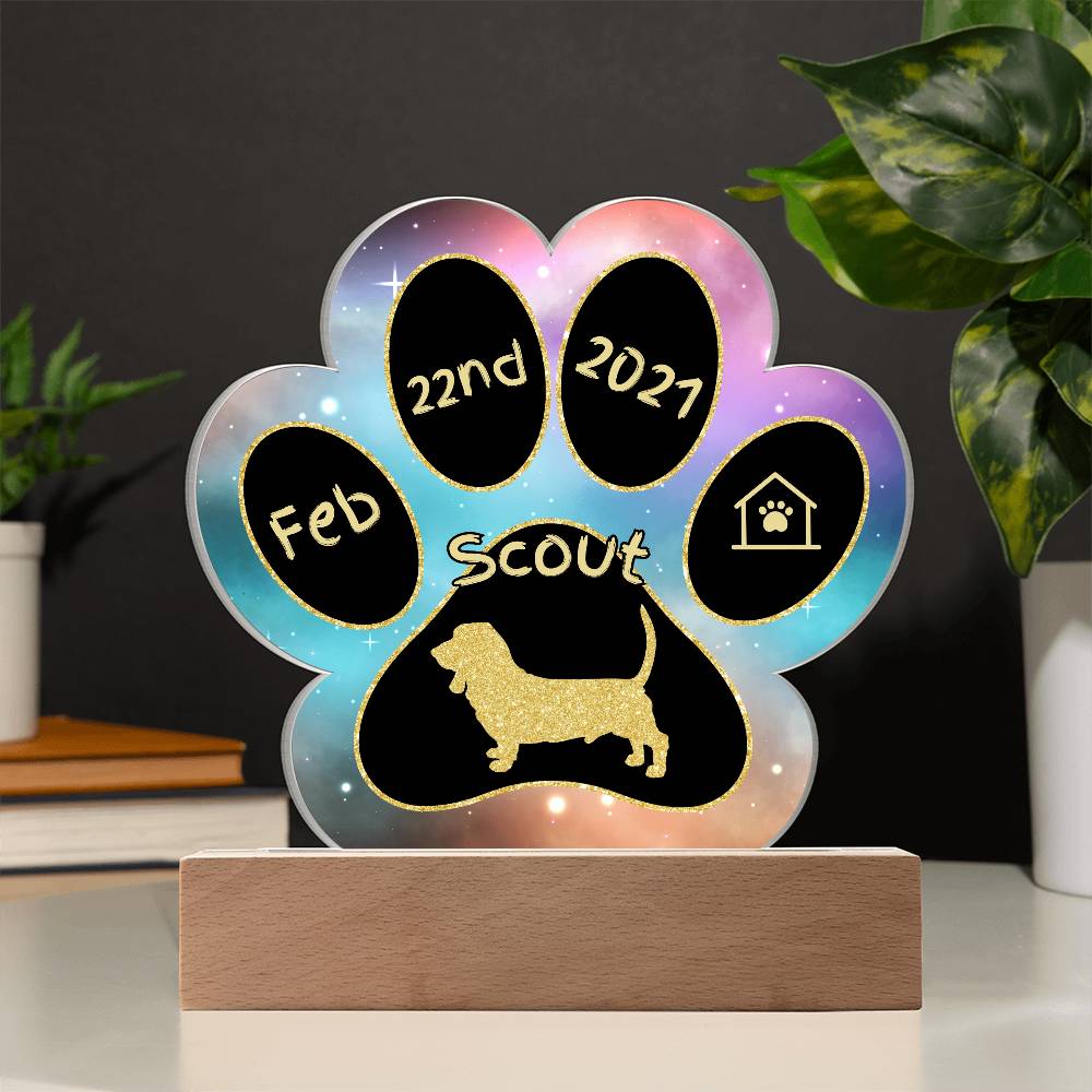Basset Hound - Personalized Dog Gotcha Day 7" Acrylic Paw Print Plaque