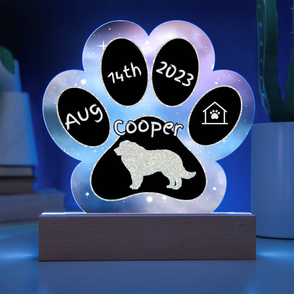 Great Pyrenees - Personalized Dog Gotcha Day 7" Acrylic Paw Print Plaque