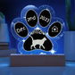 Russian White cat 7 inch acrylic Gotcha Day paw print custom plaque