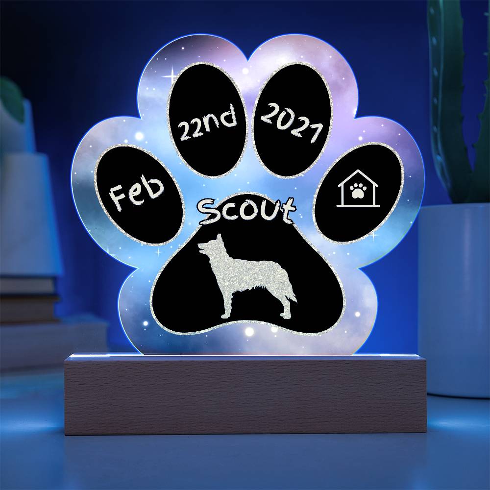 Mudi - Personalized Dog Gotcha Day 7" Acrylic Paw Print Plaque