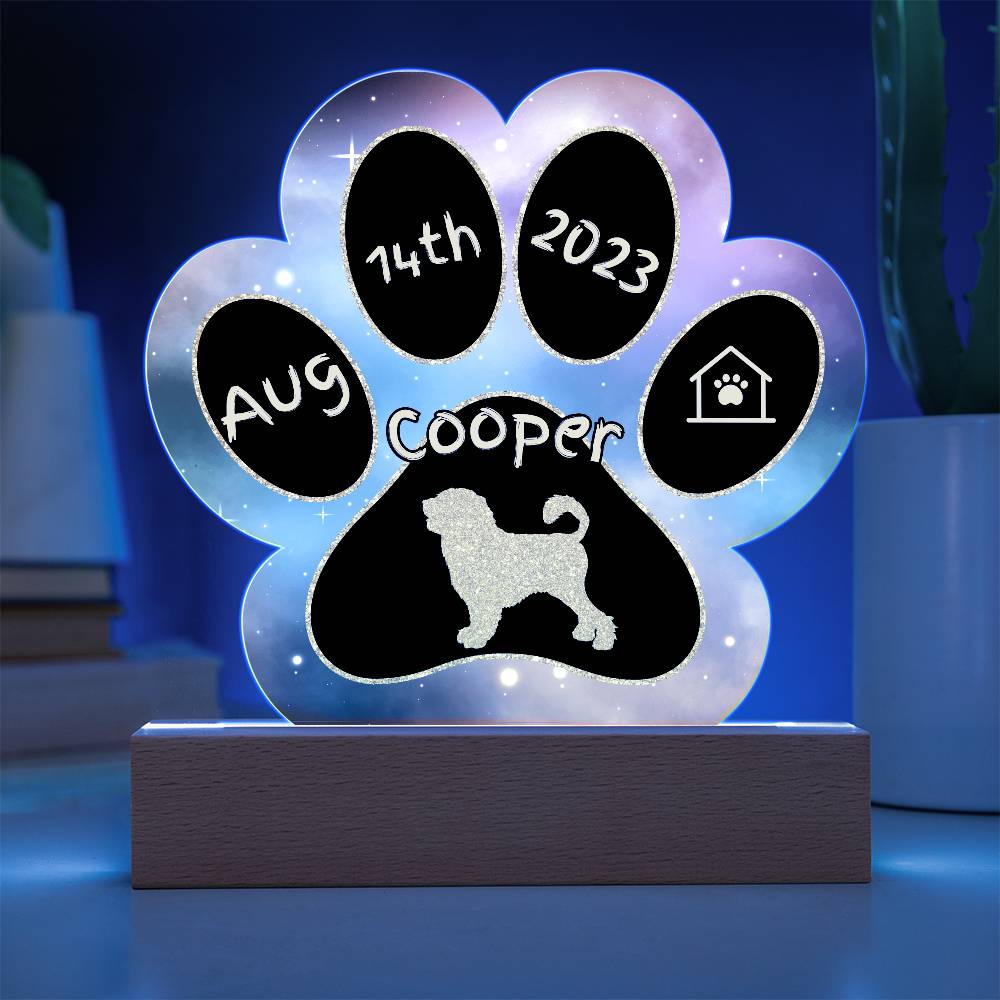 Portuguese Water Dog - Personalized Dog Gotcha Day 7" Acrylic Paw Print Plaque