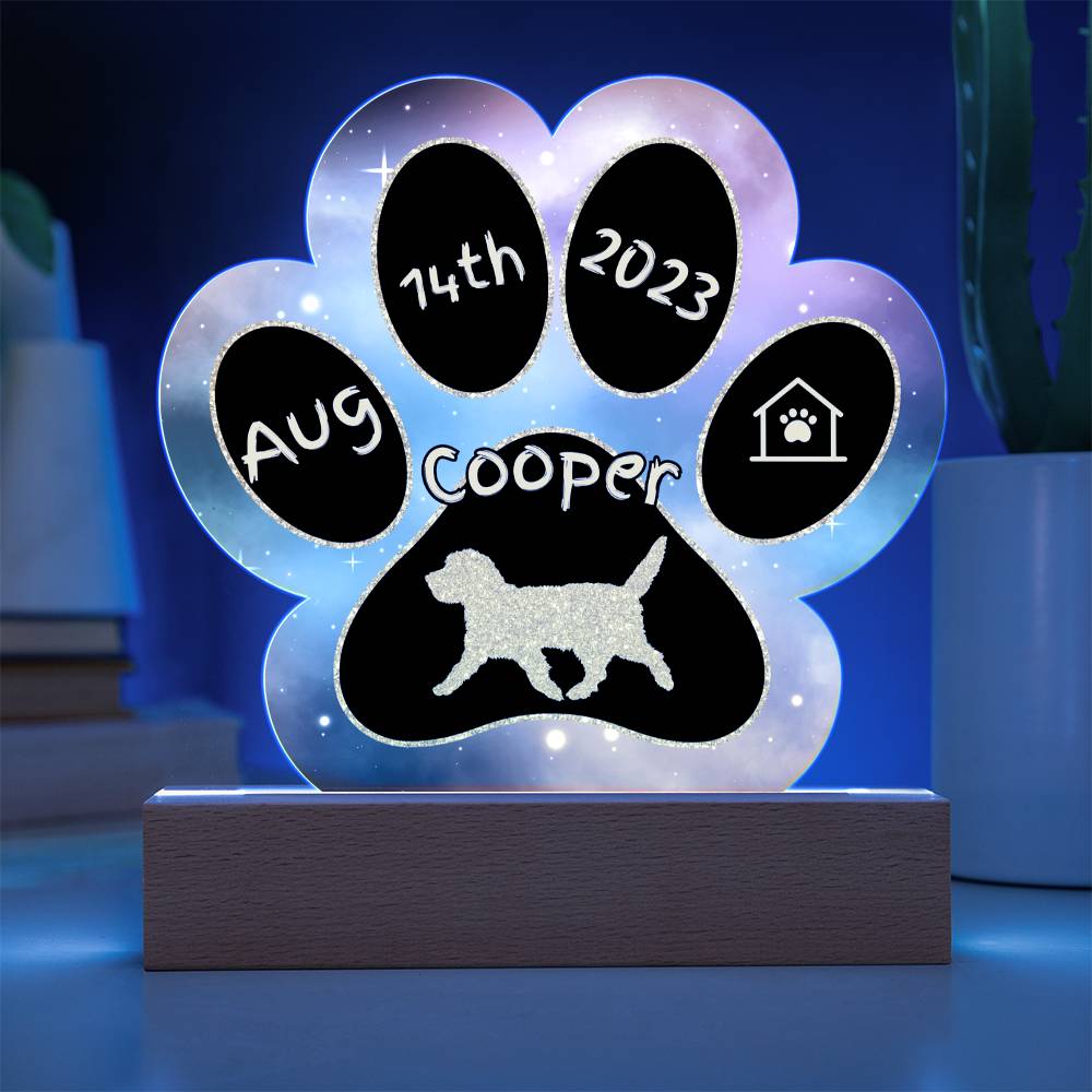 7" Acrylic Paw Print Plaque - Grand Basset Griffon Vendéen Personalized Dog Gotcha Day Gift - Gotcha Day Breed Display