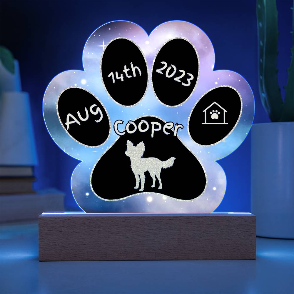 Papillon - Personalized Dog Gotcha Day 7" Acrylic Paw Print Plaque