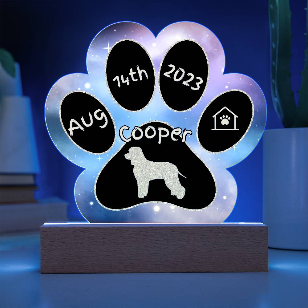Irish Water Spaniel - Personalized Dog Gotcha Day 7" Acrylic Paw Print Plaque