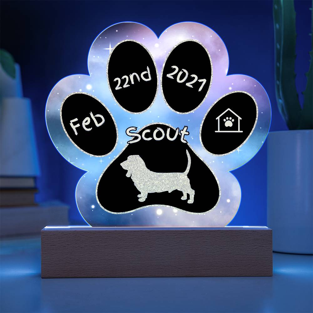 Basset Hound - Personalized Dog Gotcha Day 7" Acrylic Paw Print Plaque