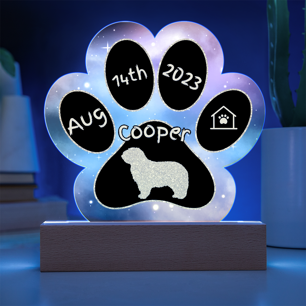 Komondor - Personalized Dog Gotcha Day 7" Acrylic Paw Print Plaque