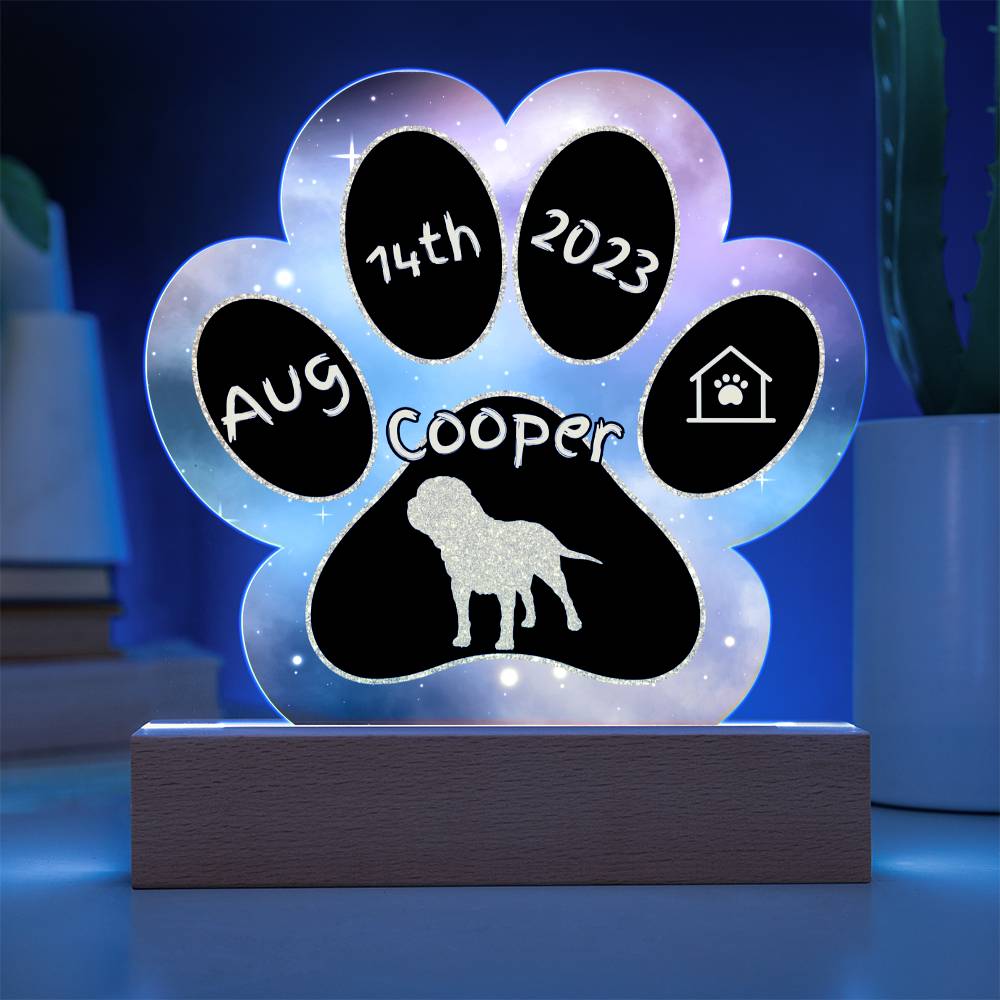 Mastiff - Personalized Dog Gotcha Day 7" Acrylic Paw Print Plaque