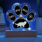 Scottish Fold cat personalized 7 inch acrylic Gotcha Day paw print plaque