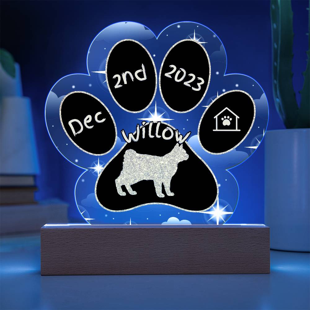 American Bobtail cat 7 inch acrylic Gotcha Day plaque with custom paw print