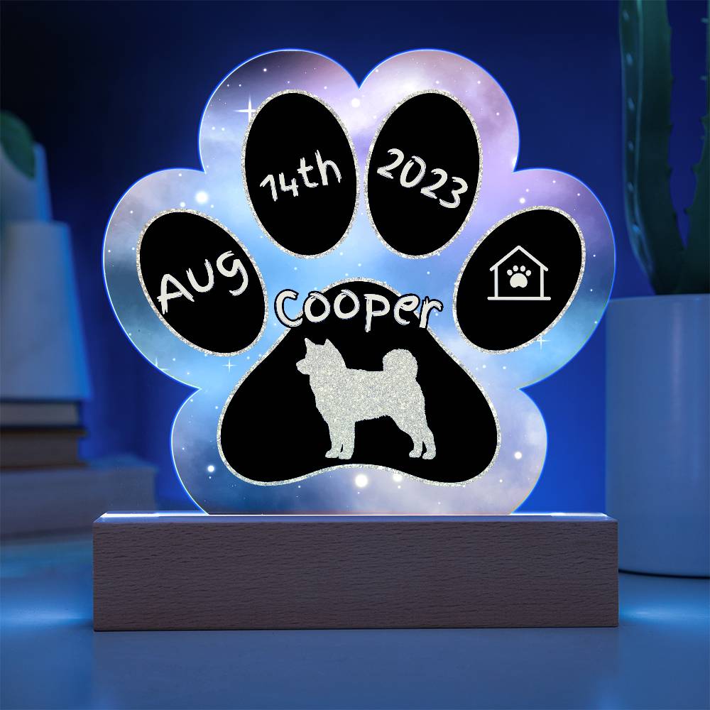 7" Acrylic Paw Print Plaque - Shiba Inu - Custom Dog Adoption Gift for Shiba Inu Enthusiasts