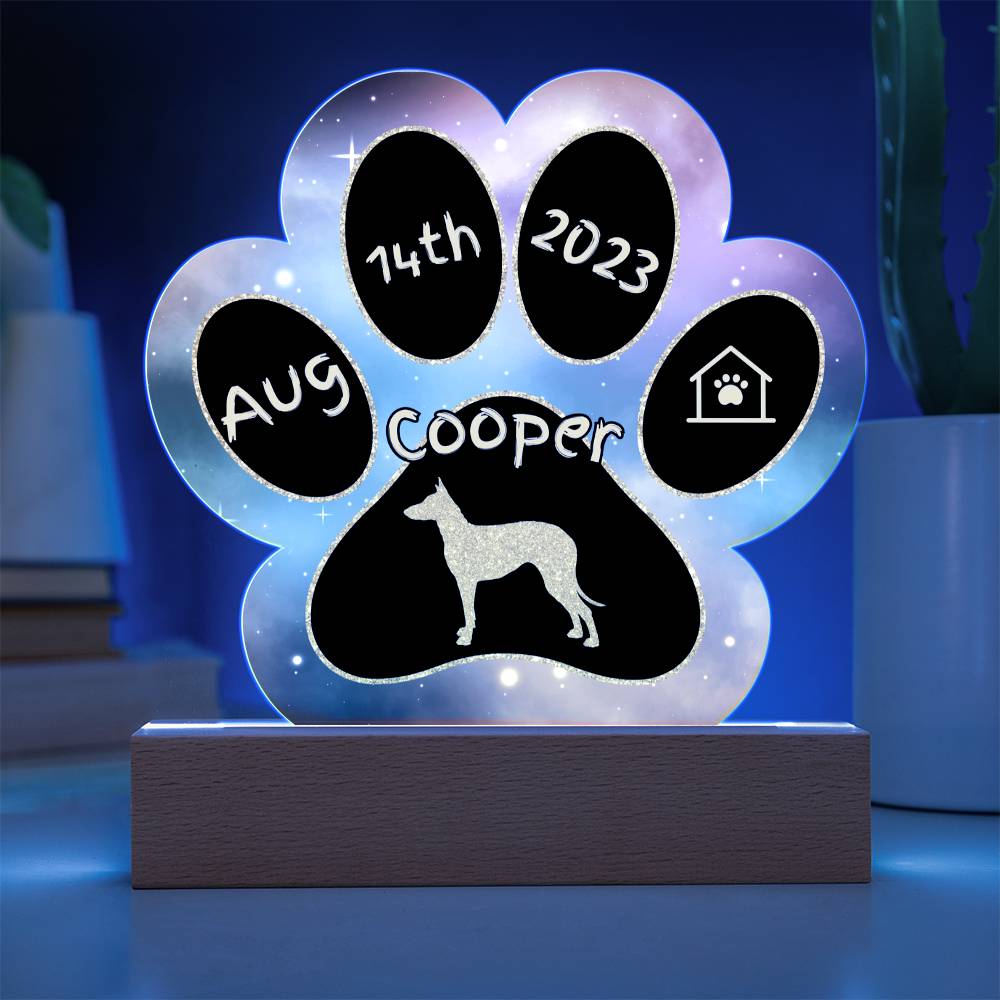 Ibizan Hound - Personalized Dog Gotcha Day 7" Acrylic Paw Print Plaque