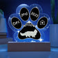 7" Acrylic Paw Print Plaque - Lambkin Cat Custom Gotcha Day Keepsake