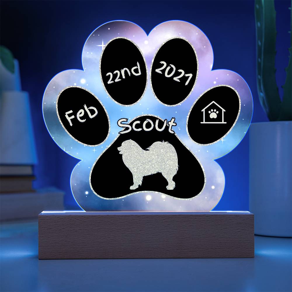 Samoyed - Personalized Dog Gotcha Day 7" Acrylic Paw Print Plaque