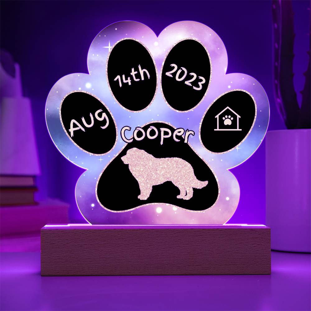 Great Pyrenees - Personalized Dog Gotcha Day 7" Acrylic Paw Print Plaque