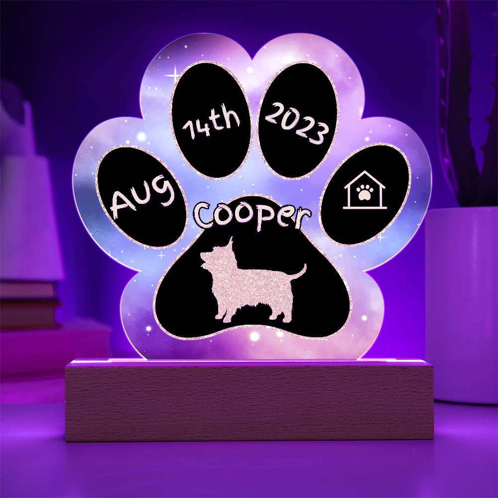 7" Acrylic Paw Print Plaque - Silky Terrier - Personalized Small Dog Gift for Terrier Lovers