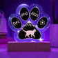 7" Acrylic Paw Print Plaque - Khao Manee Cat Personalized Gotcha Day Gift