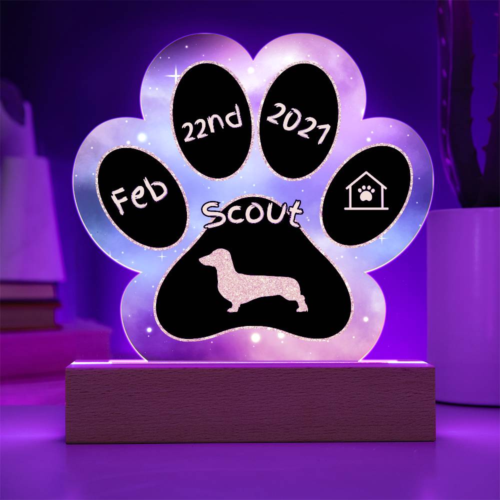 Dachshund - Personalized Dog Gotcha Day 7" Acrylic Paw Print Plaque