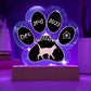 Russian White cat 7 inch acrylic Gotcha Day paw print custom plaque