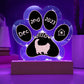 Ragamuffin cat personalized 7 inch Gotcha Day paw print acrylic plaque