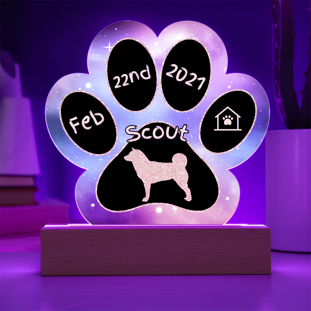 Akita Inu - Personalized Dog Gotcha Day 7" Acrylic Paw Print Plaque