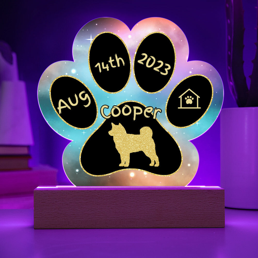 7" Acrylic Paw Print Plaque - Shiba Inu - Custom Dog Adoption Gift for Shiba Inu Enthusiasts