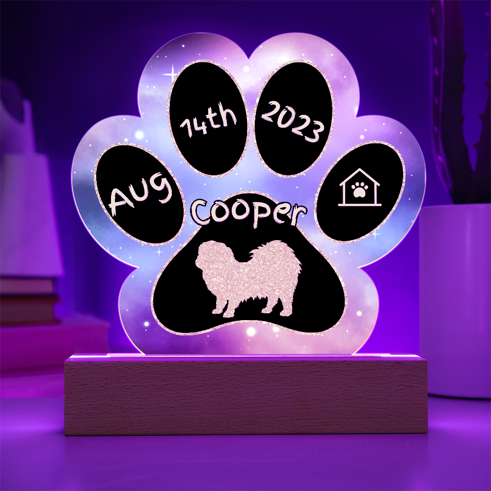 Pekingese - Personalized Dog Gotcha Day 7" Acrylic Paw Print Plaque