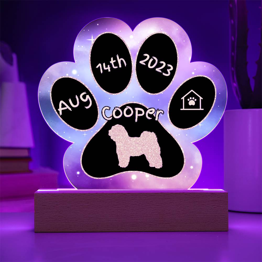 Tibetan Terrier - Personalized Dog Gotcha Day 7" Acrylic Paw Print Plaque