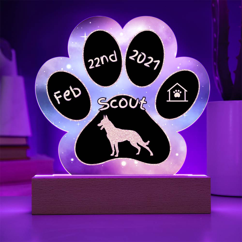 Belgian Malinois - Personalized Dog Gotcha Day 7" Acrylic Paw Print Plaque