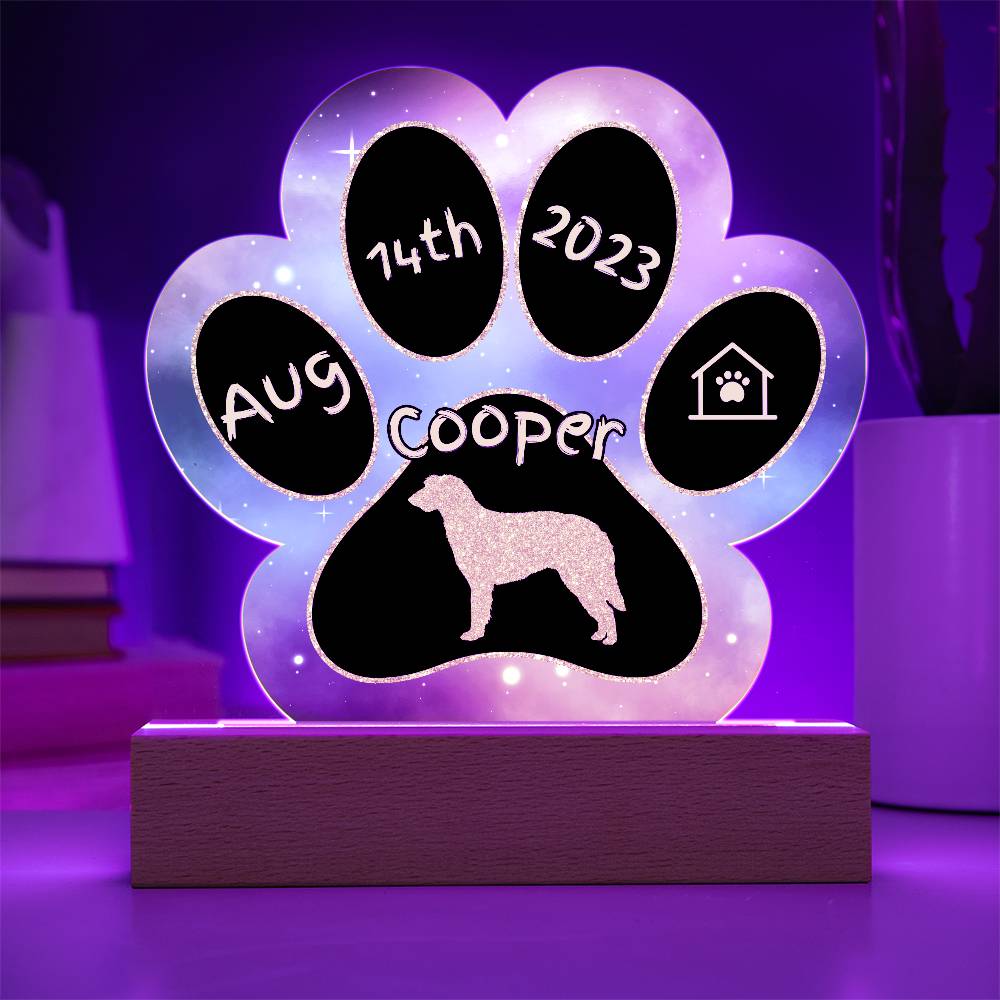 Scottish Deerhound - Personalized Dog Gotcha Day 7" Acrylic Paw Print Plaque