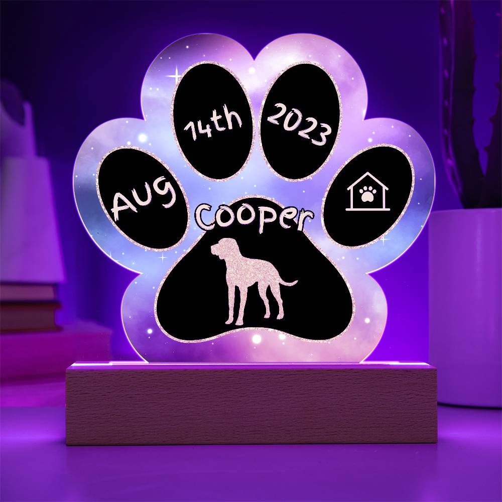 7" Acrylic Paw Print Plaque - Plott Hound - Personalized Hunting Dog Gift, Custom Gotcha Day Plaque for Loyal Tracking Breed