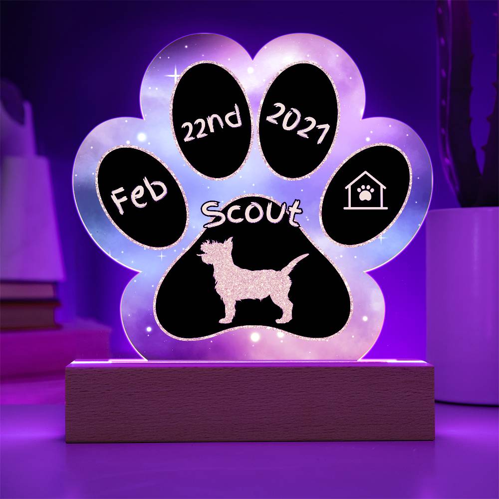 Cairn Terrier - Personalized Dog Gotcha Day 7" Acrylic Paw Print Plaque