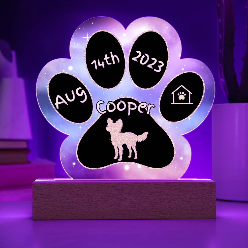 Papillon - Personalized Dog Gotcha Day 7" Acrylic Paw Print Plaque