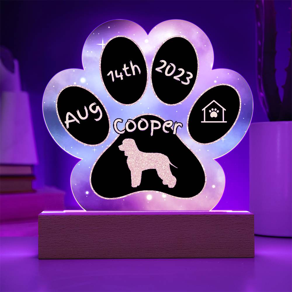 Irish Water Spaniel - Personalized Dog Gotcha Day 7" Acrylic Paw Print Plaque