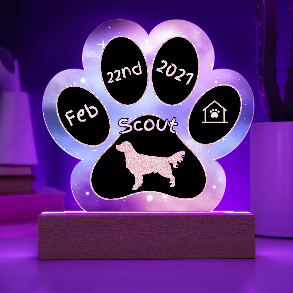 Golden Retriever - Personalized Dog Gotcha Day 7" Acrylic Paw Print Plaque