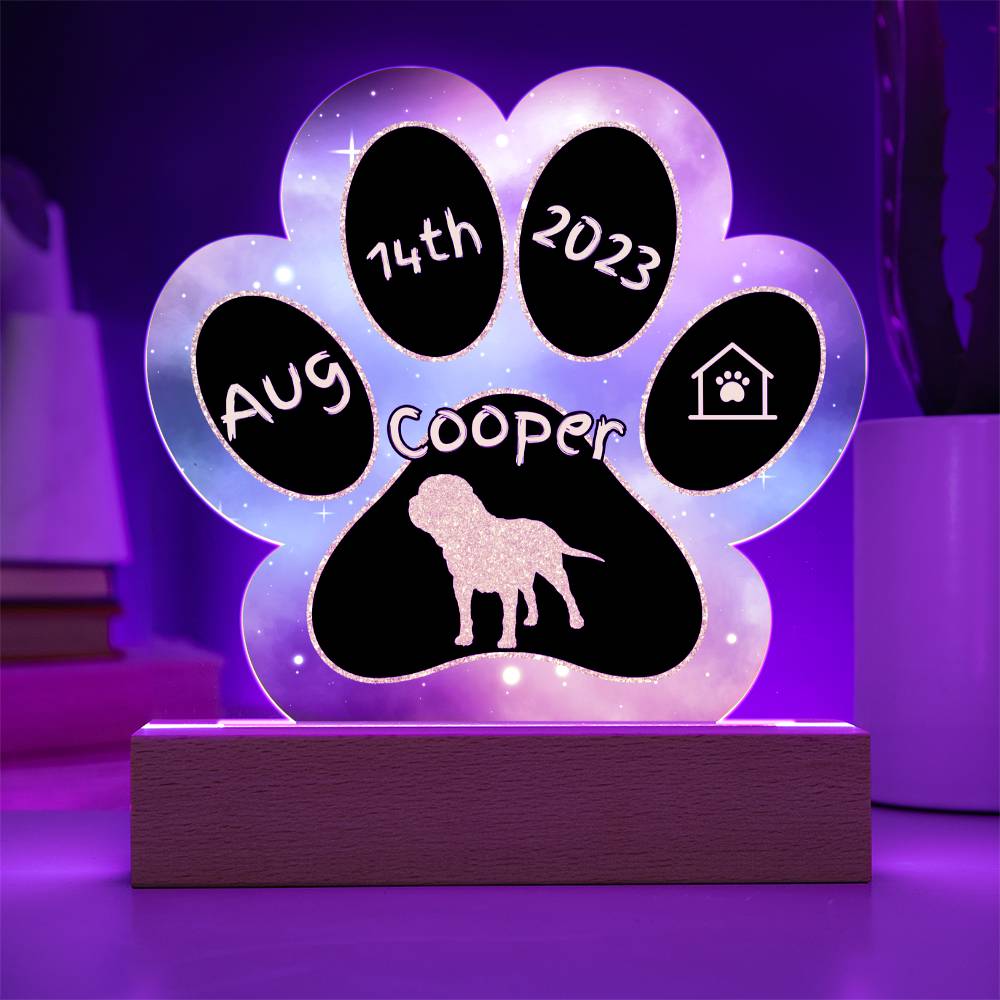 Mastiff - Personalized Dog Gotcha Day 7" Acrylic Paw Print Plaque