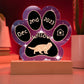 Scottish Fold cat personalized 7 inch acrylic Gotcha Day paw print plaque