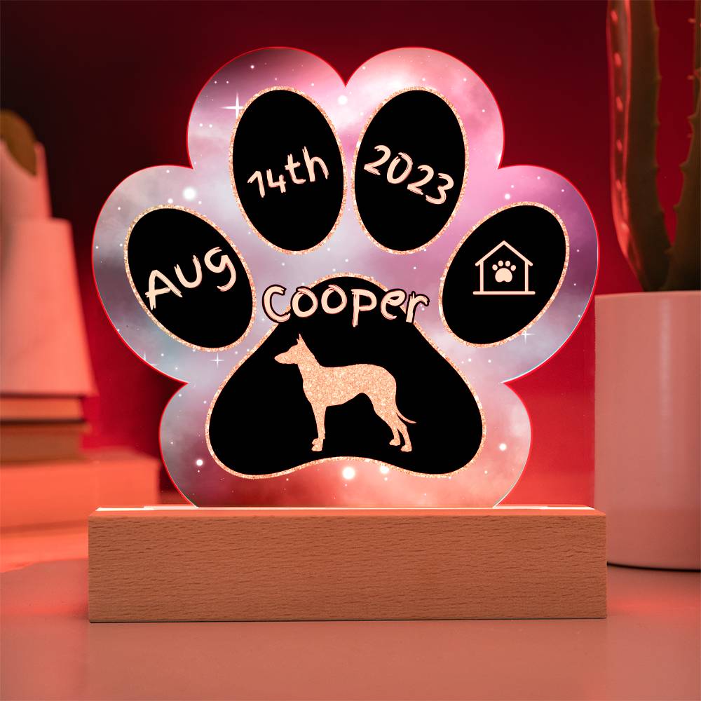 Ibizan Hound - Personalized Dog Gotcha Day 7" Acrylic Paw Print Plaque