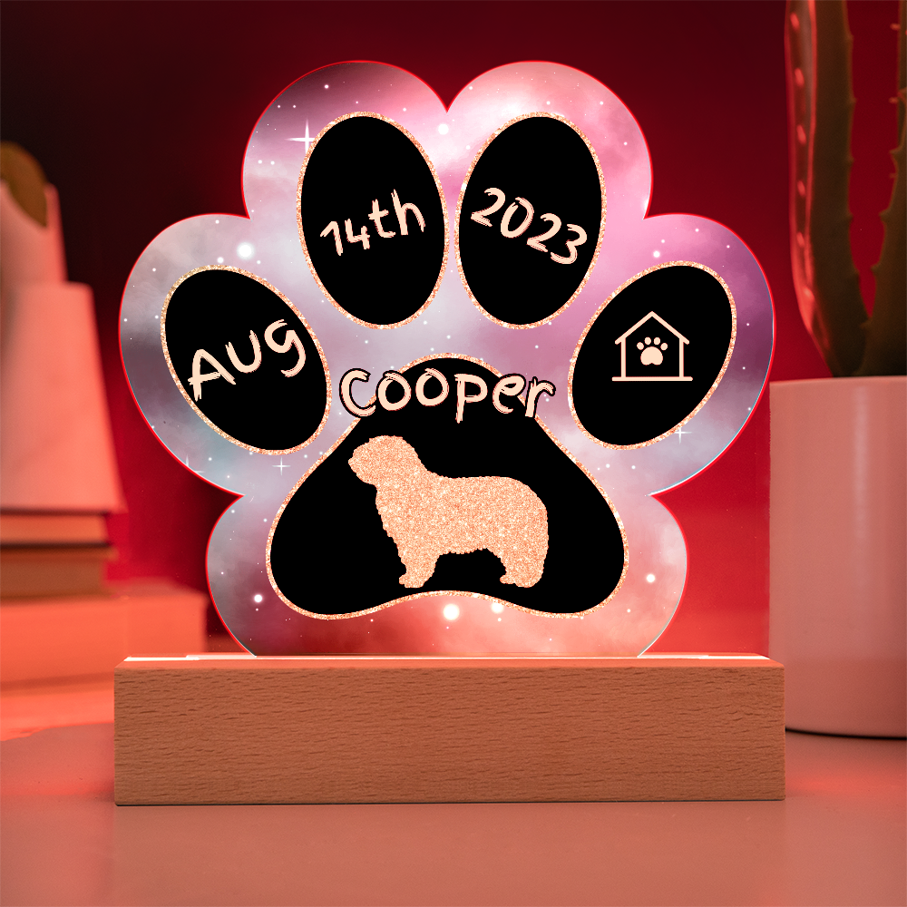 Komondor - Personalized Dog Gotcha Day 7" Acrylic Paw Print Plaque